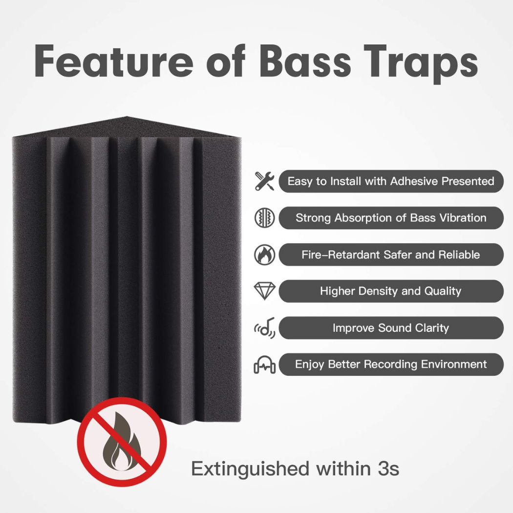 Acoustic Foam Bass Trap Corners - 8 Pack