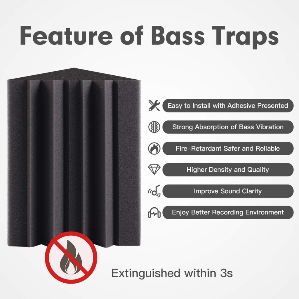 Acoustic Foam Bass Trap Corners - 8 Pack