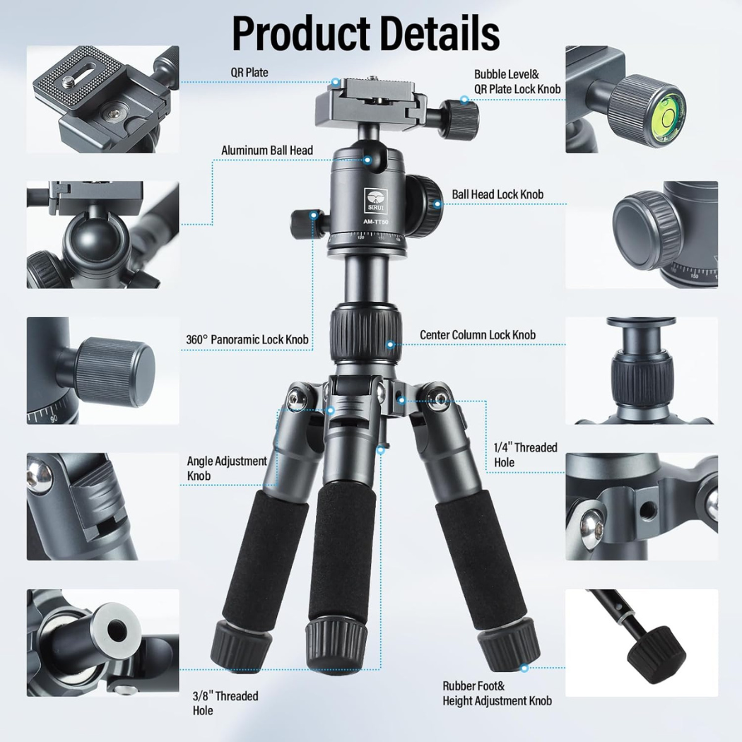 Compact Mini Desktop Aluminum Tripod