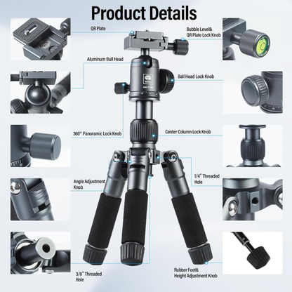 Compact Mini Desktop Aluminum Tripod