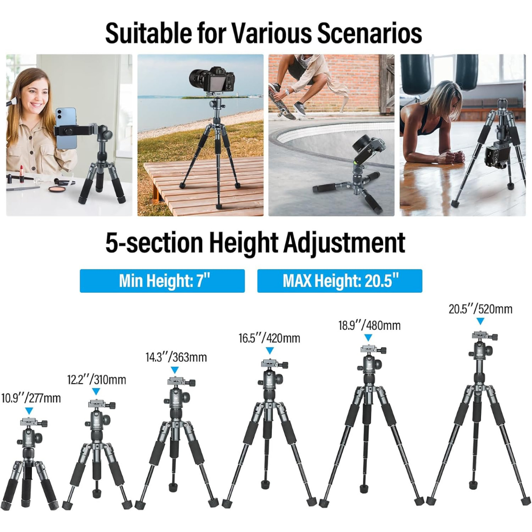 Compact Mini Desktop Aluminum Tripod