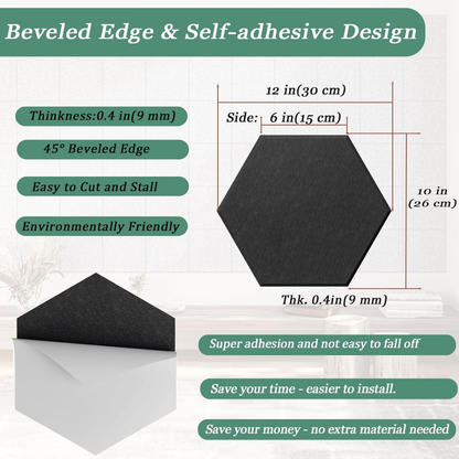 Hexagon Acoustic Wall Panels - 12 Pack